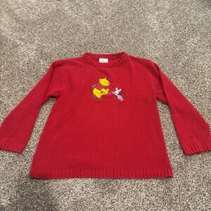 Winnie the Pooh The Disney Store Vintage Red Sweater Piglet Scarfs Kids Sz 7 8